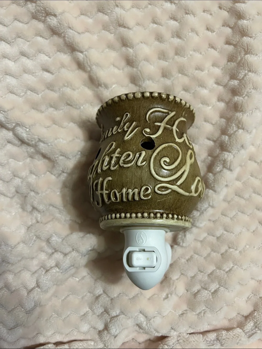 Brown & Cream Ceramic Plug-In Warmer with Scripted Words